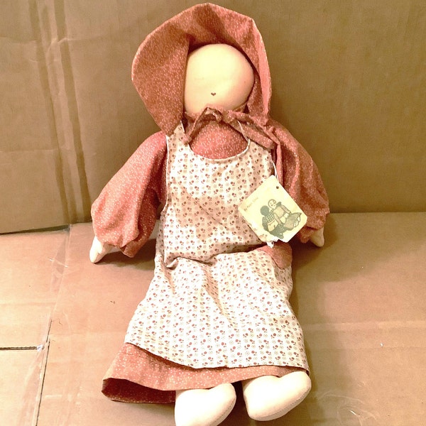 Vintage 1986 Hand Crafted 14 inch Rag Doll Sarah Jane Signed  by Evi