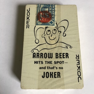 Vintage New Old Stock, Boxed Deck of Arrow Beer Playing Cards