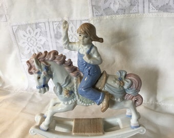 Vintage Paul Sebastian Girl On Rocking Horse 1991 Porcelain Figurine