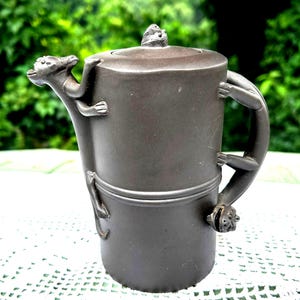 Vintage Purple Clay Chinese Yixing Lizard Dragon Signed Teapot