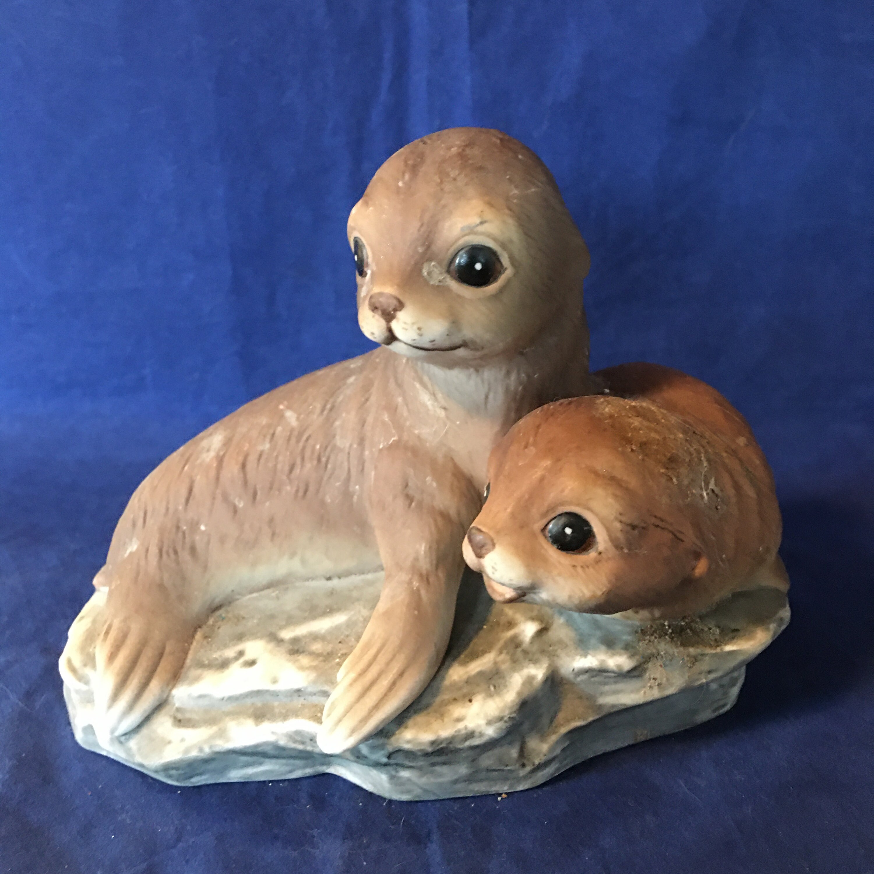 Vintage Homco Masterpiece Porcelain Seal Pups Sea Lion