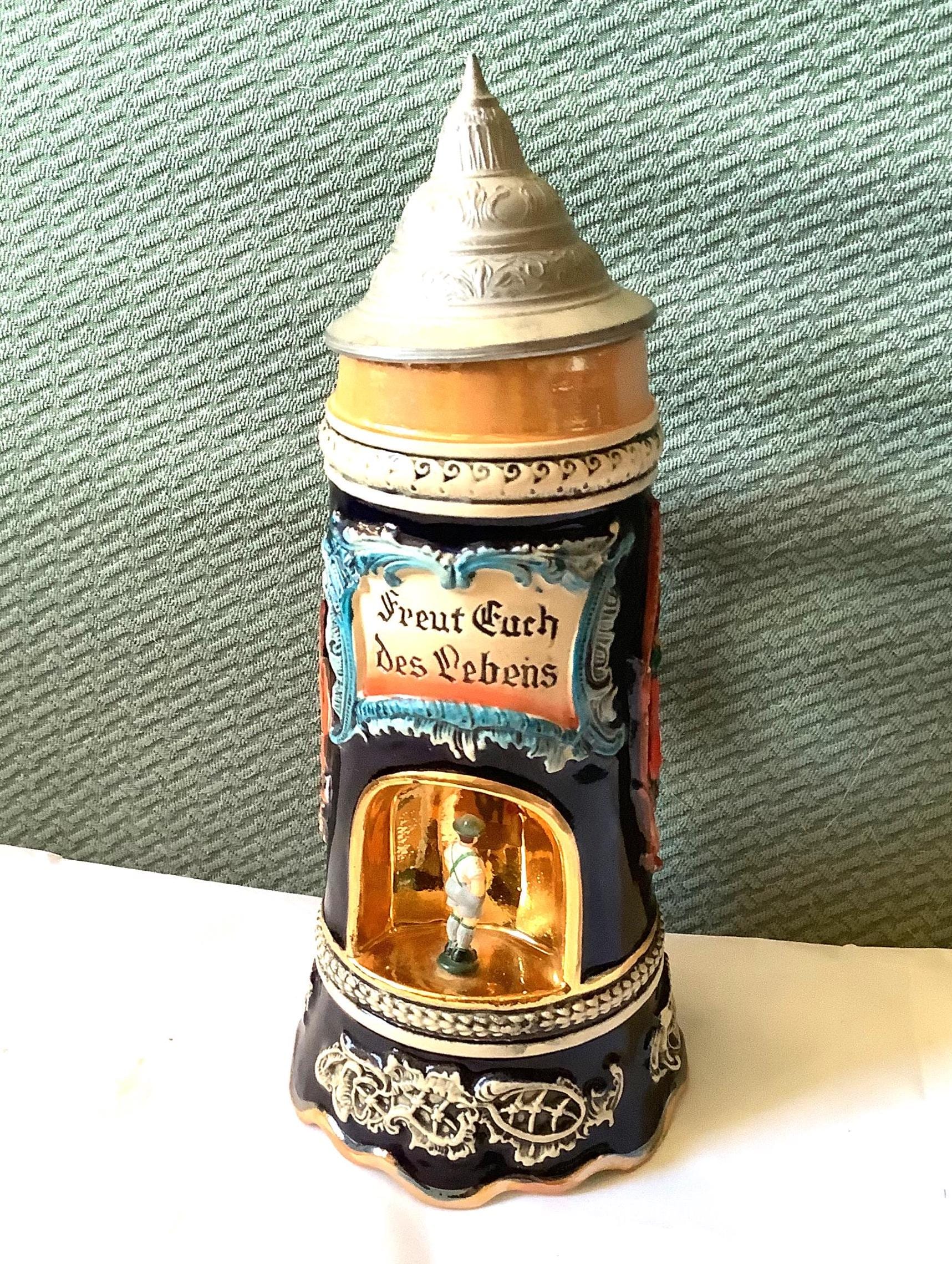 アンティーク ドイツ製ジョッキ（オルゴール付き） ヴィンテージ BMF 西ドイツ ビールジョッキ（オルゴール蓋付き