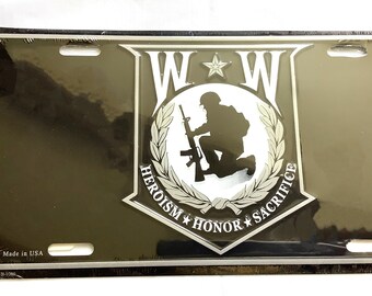 Wounded Warrior License Plate, Heroism, Honor, Sacrifice