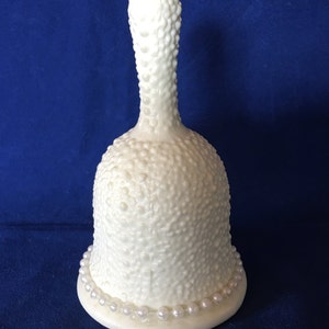 White Bisque Decorative Bell with Pearls - 5" Tall image 2