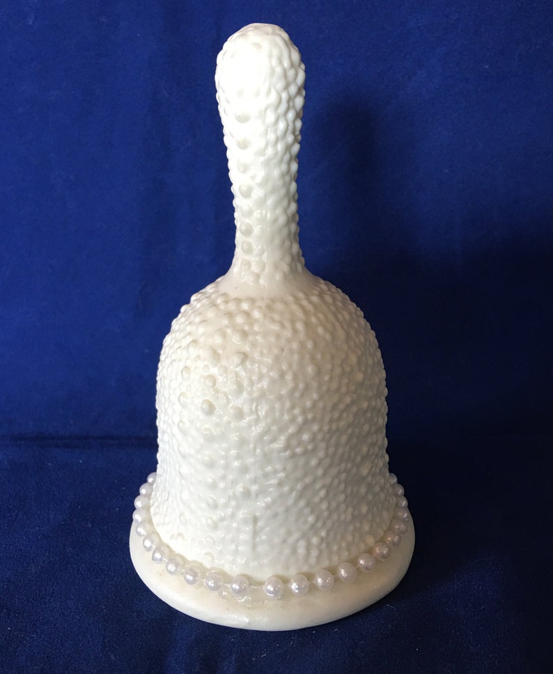 White Bisque Decorative Bell with Pearls - 5" Tall image 2