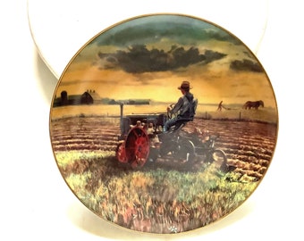 Vintage 1995 Farmland Memories &quot;Plowing at Sunset&quot; The Danbury Mint  Mort Kunstler Collector Plate