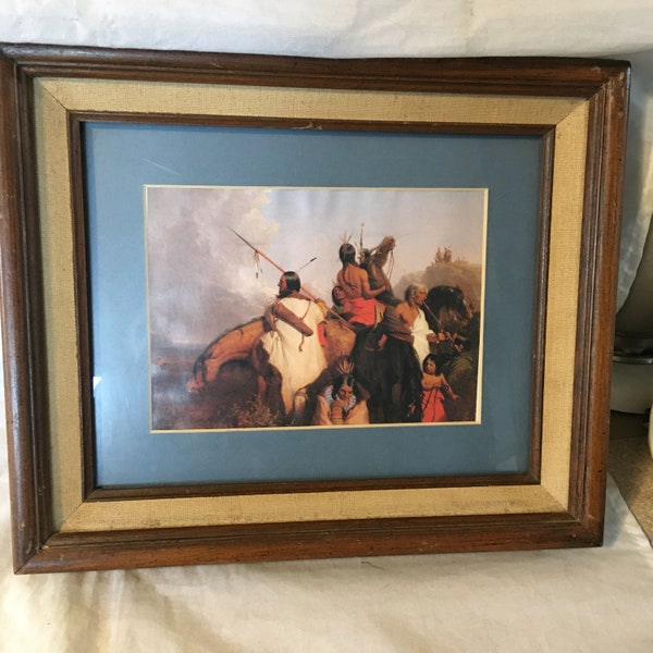 Vintage Clipped Photograph of an Original Oil Painting on Canvas by Charles Deas of Group of Sioux