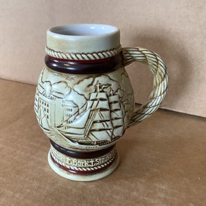 Vintage 1982 Avon Mini Beer Stein Ceramic Mug 1982 Sailing Ships Ocean Nautical