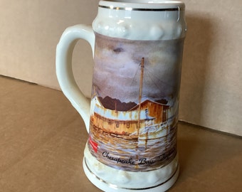 Vintage 1991 Budweiser Beer Stein: Storm Over Rock Hall, Chesapeake Bay