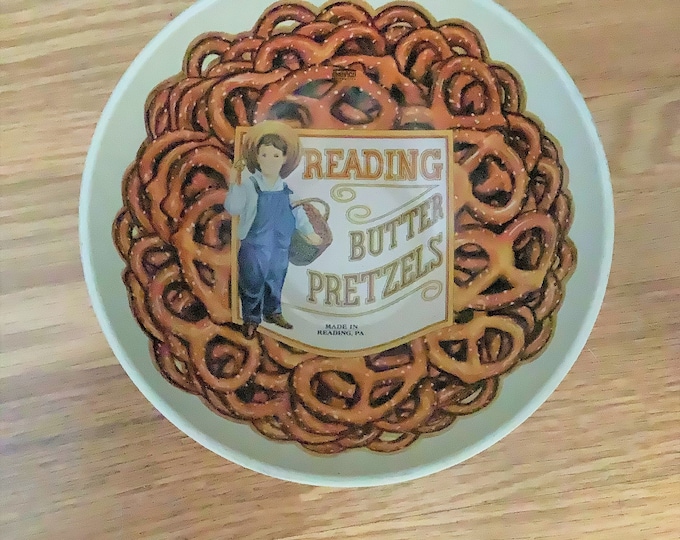 Vintage Reading Butter Pretzels Reading Pa Tin Bowl Cheinco 1970 Etsy