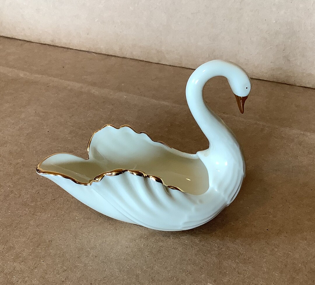 Vintage 1997 Lenox Swan Figurine With Gold Trim Fine Porcelain Etsy