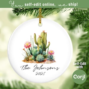 Cactus Ornament, Succulent Ornament, Saguaro Ornament, Arizona Ornament, Southwest Ornament Self-Editable Design