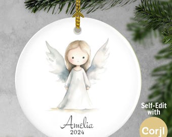 Angel Ornament, Angel Ornament Keepsake, Custom Angel in Heaven Christmas Ornament, Little Angel Christmas Tree Ornament Gift