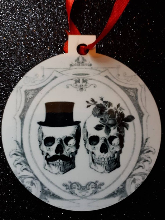 Skull Gothic Design Hanging Decoration Wedding Couple Unique Etsy