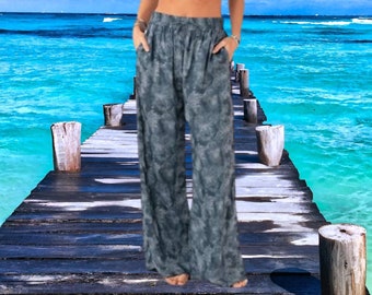Pantalones de pierna ancha con cordón con bolsillos Pantalones de festival Loungewear Cómodos pantalones con cordón Pantalones de viaje con bolsillos Pantalones hippie de estilo bohemio