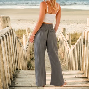 Wide leg boho style cotton pants Flowy bohemian wide leg pants Loose fit high waisted trousers Casual wide leg cotton pants Boho style pants