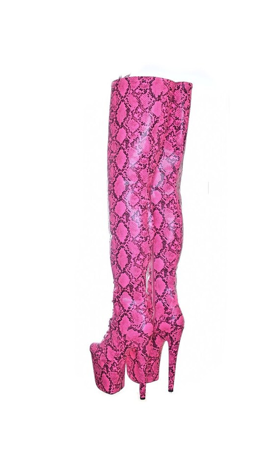 Hot pink thigh high platform deals boots