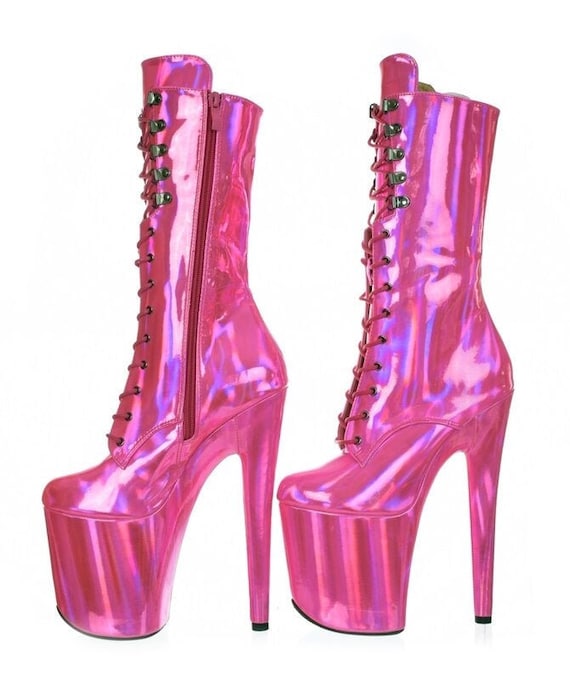 neon pink platform heels
