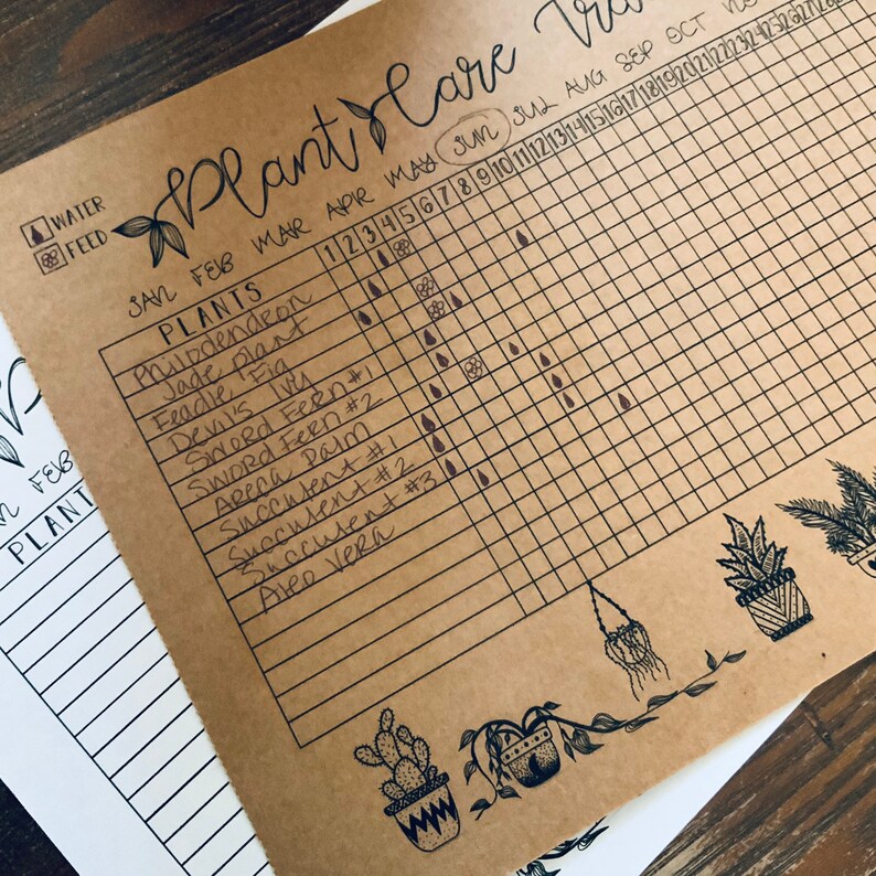 Printable Plant Care Tracker Instant Download Calendar Etsy