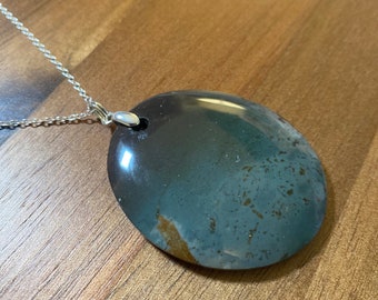 Natural Stone Necklace - Real Polished Green Jasper