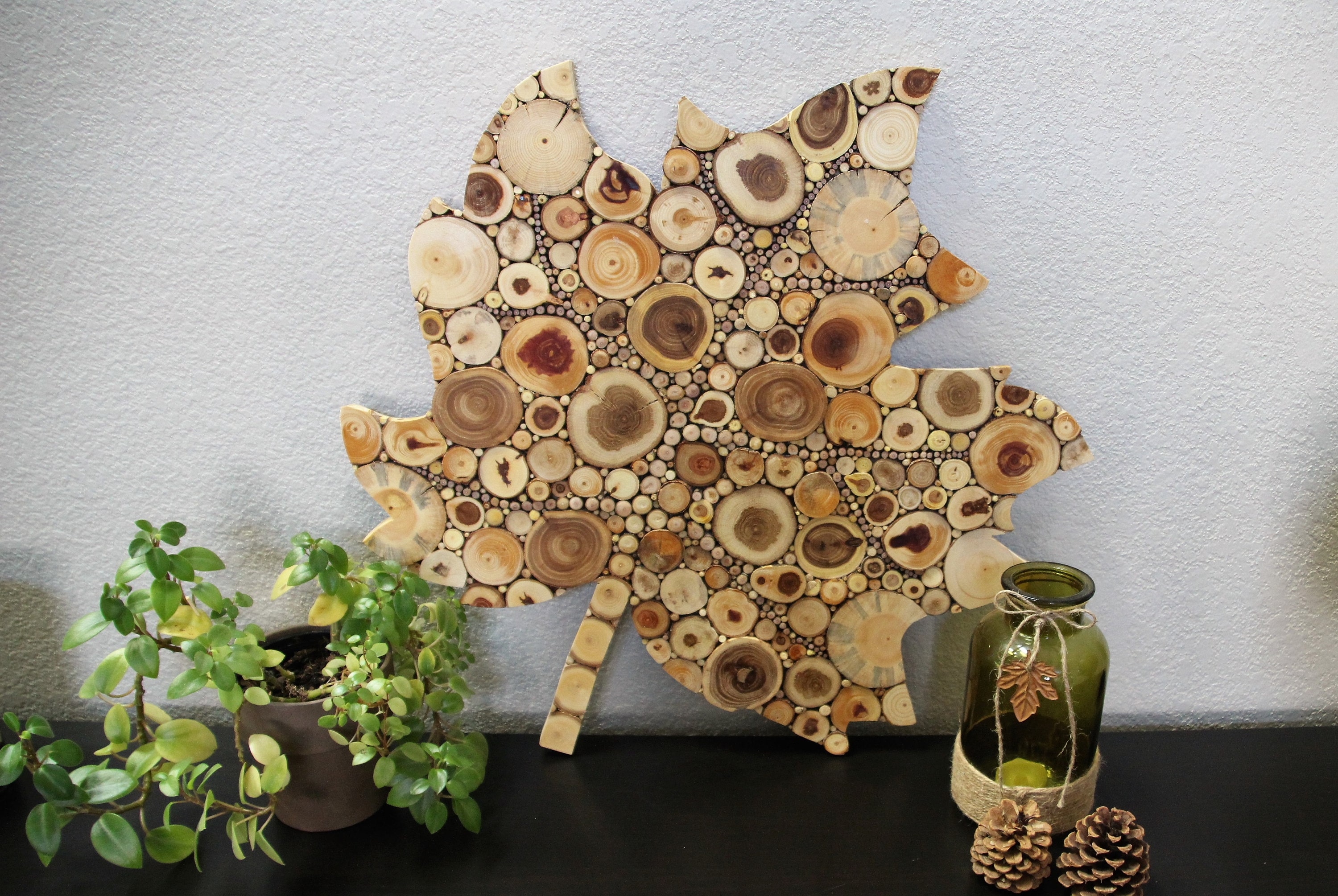 Wood Wall Art Maple Leaf Real Pine Elm Cedar & Oak Wood Etsy
