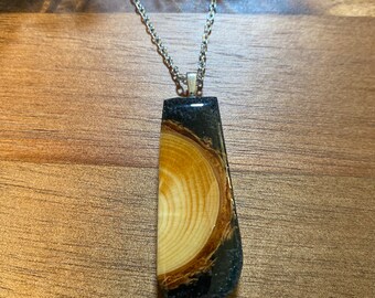 Wood Slice Necklace - Resin Jewelry - Real Pine Wood Slice in Resin