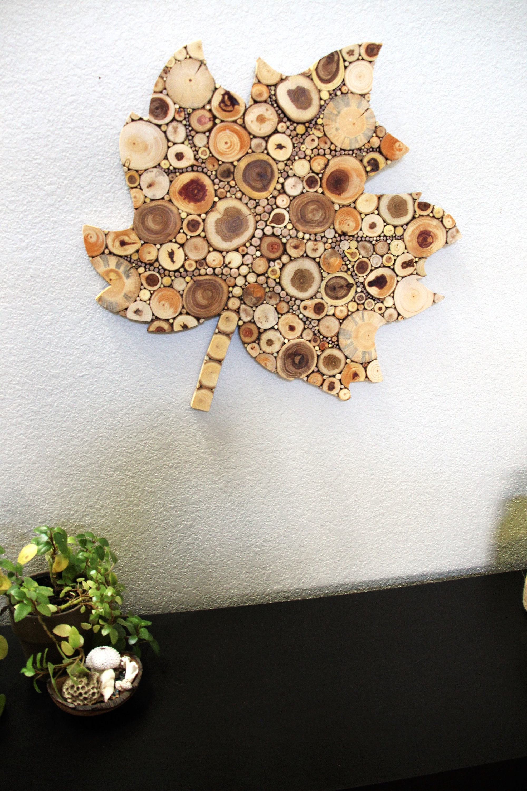 Wood Wall Art Maple Leaf Real Pine Elm Cedar & Oak Wood Etsy
