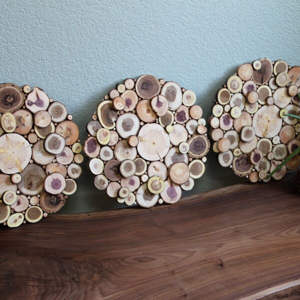 Wood Slices Wall Art Etsy