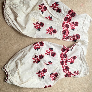 Rare Vintage Ukrainian Vyshyvanka Hand Embroidered Women Sleeves Parts Linen