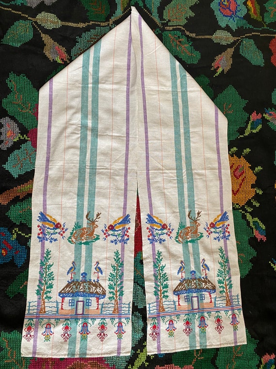 Rare Ukrainian vintage Rushnyk Hand Embroidery To… - image 5