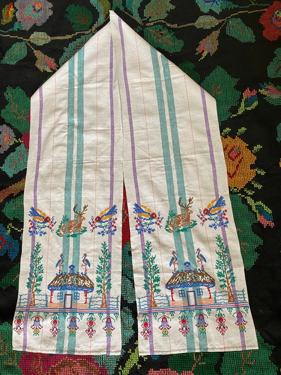 Rare Ukrainian vintage Rushnyk Hand Embroidery To… - image 1