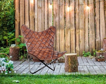 Leather Chair, Butterfly Leather Chair - Replacement Brown Cover | Padded Leather Chair Cover, Couple Gift, Home Decor, Housewarming Gift