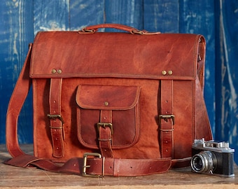 Leather Messenger Bag | Personalized Laptop Bag | Crossbody Shoulder Bag | Briefcase Satchel Rustic Handmade Bag | Engraved Best Men Gift