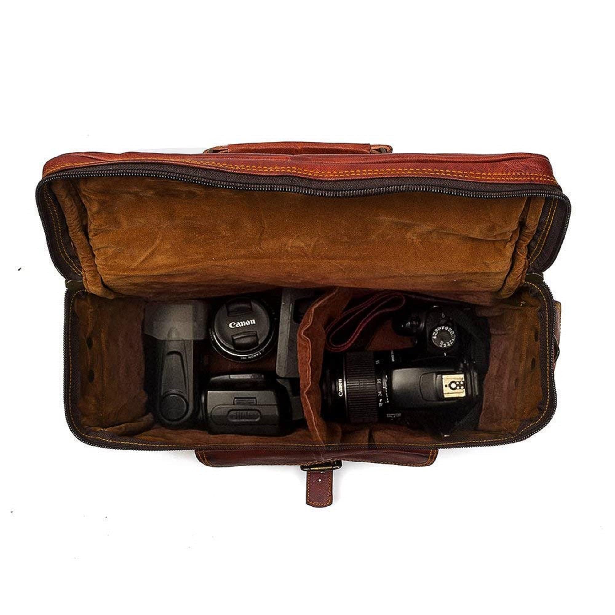 Personalized Leather Camera Bag Camera Satchel Bag Shoulder Etsy UK