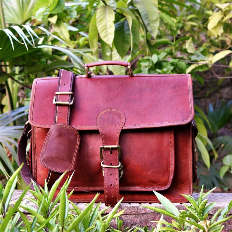 Personalised Handmade Leather Messenger Bag Shoulder Bag for Laptop Briefcase Satchel School Bag image 7
