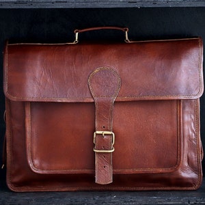 Personalised Handmade Leather Messenger Bag Shoulder Bag for Laptop Briefcase Satchel School Bag image 6
