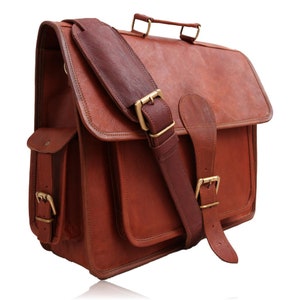 Personalised Handmade Leather Messenger Bag Shoulder Bag for Laptop Briefcase Satchel School Bag image 4