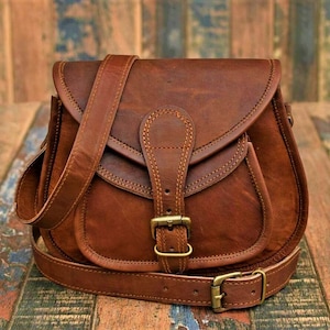 Personalised Handmade Leather Sling bag Cross body Bag For Women Purse Shoulder Bag Saddle Bag Holiday Gift image 1