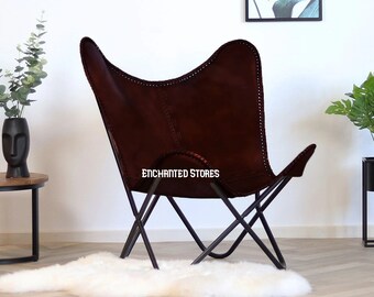 Leather Butterfly Chair - Replacement Dark Brown Leather Chair Cover