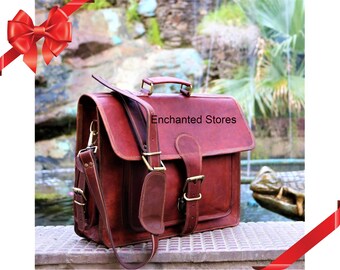 Personalised Handmade Leather Messenger Bag Shoulder Bag for Laptop Briefcase Satchel School Bag