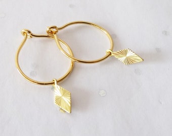 gold vermeil (gold and silver) creoles with rhombus