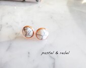 Marble and copper, howlith ear studs