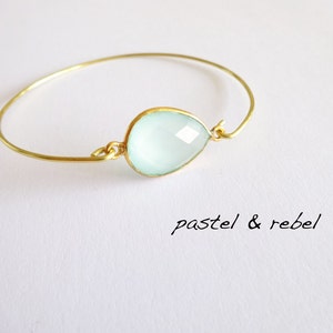 pastel blue filigree calcedony gold plated bracelet