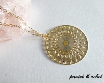 Pachamama,  necklace with mandala pendant