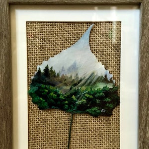 Framed Original Acrylic Painting on Real dry leaf | unique find| one of a kind gift | Sustainable living