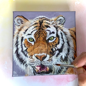 Original Tiger Painting on deep edge Canvas | Ready to Display