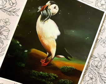 Puffin Bird- Wildlife Fine Art Print | Limited Edition prints| Original Acrylic Painting on Canvas Print