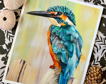 Kingfisher Bird - Wildlife Fine Art Print | Limited Edition prints| Original Acrylic Painting on Canvas Print