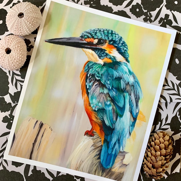 Kingfisher Bird - Wildlife Fine Art Print | Limited Edition prints| Original Acrylic Painting on Canvas Print