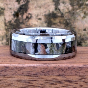 Zilveren CAMO wolfraamcarbide ring | 8 mm-trouwring heren | Handgeëtst | Ringdoos optioneel | (Artikelnummer: 637 CM)
